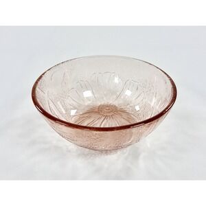 Vintage KIG Indonesia Pink Glass Hibiscus Bowl 5" Textured Floral Trinket Dish 3